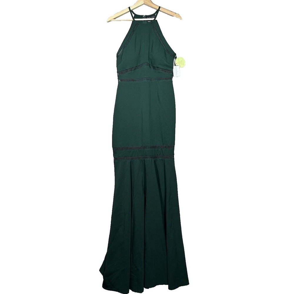 NWT Windsor Carly Formal Illusion‎ Mermaid Dress Hunter green Juniors Size 5